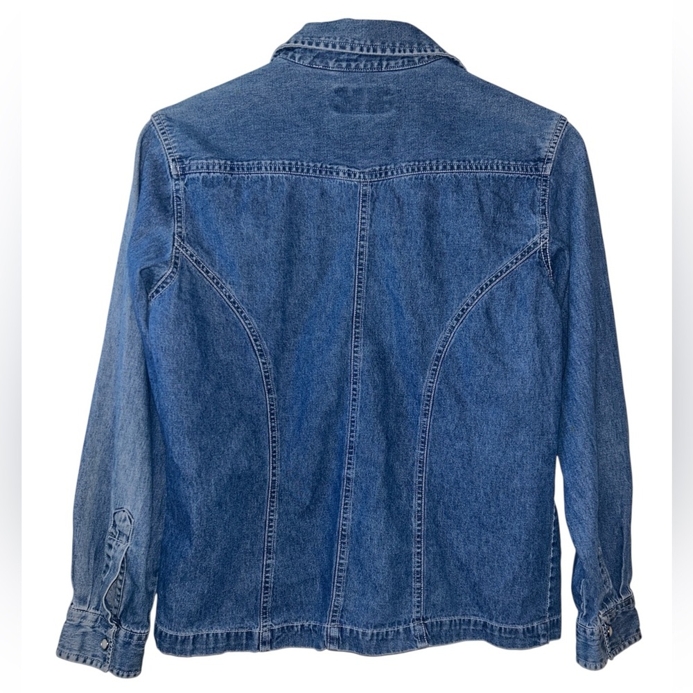 Denim Shirt Western Core Snap Button 100% Cotton Women’s Small - Picture 4 of 6